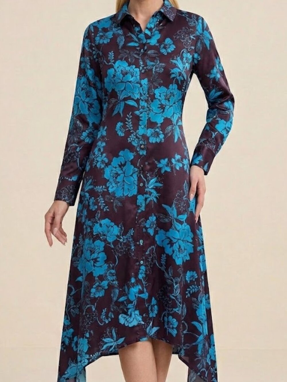 Johny Was Silk Alexandria Handkerchief Hem Dress Size Small (oversized) NWT